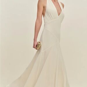 Reformation Cream Backless Dress